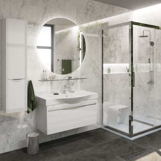 Зеркало Stworki Мальмё 100 с ореольной подсветкой, сенсор на зеркале