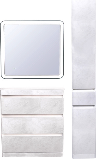 Пенал Style Line Атлантика Люкс, бетон крем, с бельевой корзиной