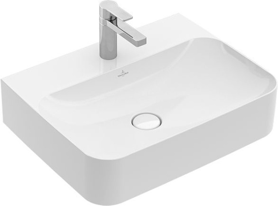 Тумба с раковиной Villeroy & Boch Finion 80 black matt lacquer, glass white matt, с настенным освещением