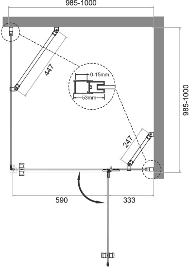Душевой уголок BelBagno Kraft A-12-100-C-Cr R