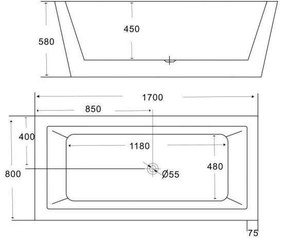 Акриловая ванна BelBagno BB55-1700 170 см