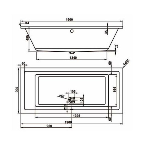 Акриловая ванна Vagnerplast Cavallo 190x90