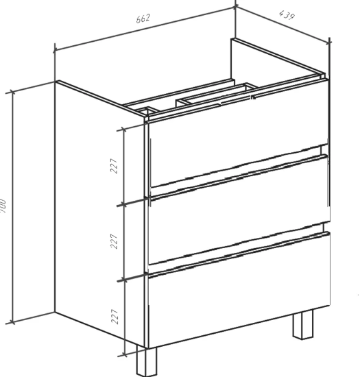 Тумба с раковиной Bellezza Асти 70 напольная