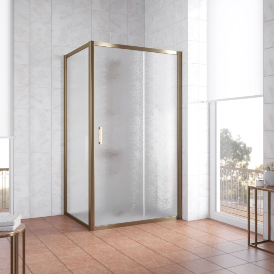 Душевой уголок Vegas Glass ZP+ZPV 110*70 05 02 профиль бронза, стекло шиншилла
