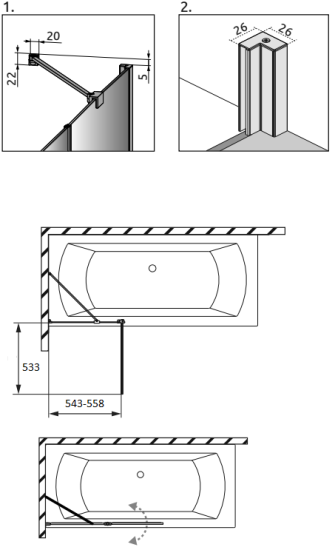 Шторка на ванну Radaway Nes PND II 110 L