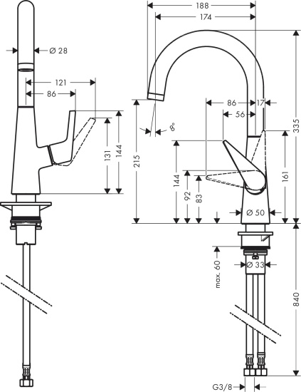 Смеситель для кухни Hansgrohe Talis M51 72814000 хром