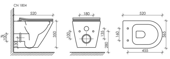 Подвесной унитаз Ceramicanova Highlight Rimless CN1804