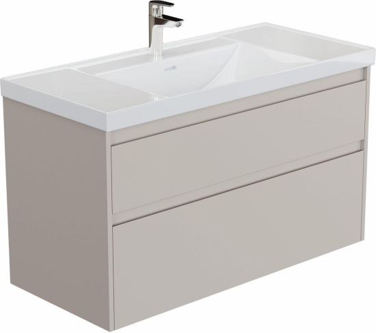 Тумба с раковиной Aquanet Nova Lite 2.0 110 2 ящика, бежевая