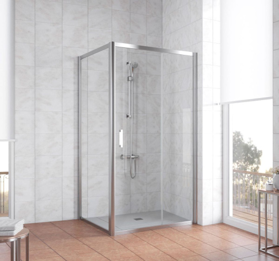 Душевой уголок Vegas Glass ZP+ZPV 100*100 08 01 профиль глянцевый хром, стекло прозрачное