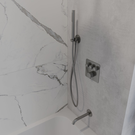 Смеситель для ванны AQUAme AQM8812GM термостат на 3 потребителя