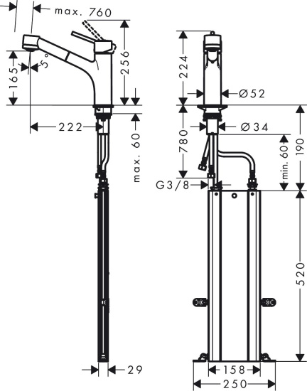 Смеситель для кухни Hansgrohe Talis M52 73860800 сталь