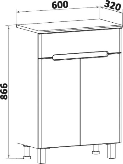 Тумба Runo Парма 60 2 двери,1 ящик