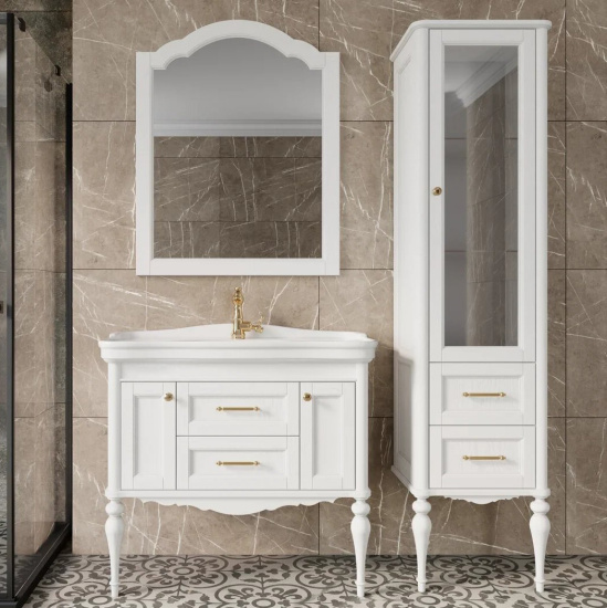 Пенал ValenHouse Эстетика 40 R белый, фурнитура золото