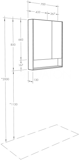 Зеркало-шкаф Aquaton Сканди 70 дуб верона