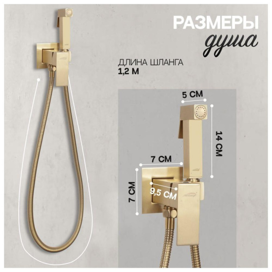 Гигиенический душ Hansberge H3077MG со смесителем, матовое золото