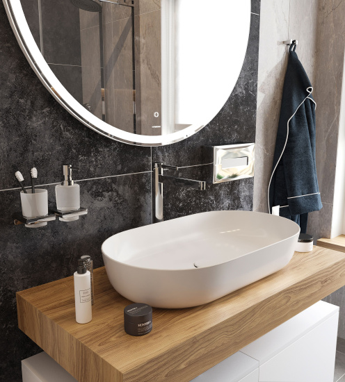 Мебель для ванной с раковиной Duravit Luv 60: столешница 100, дуб французский, без отверстий + 2 тумбы 50