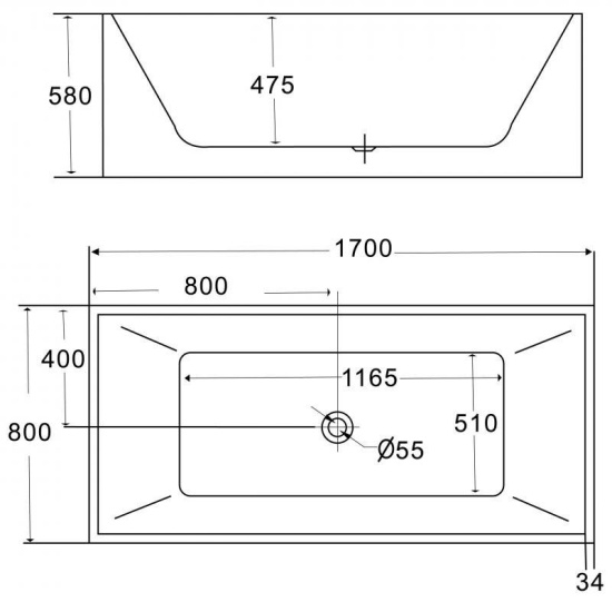 Акриловая ванна BelBagno BB56-1700 170 см