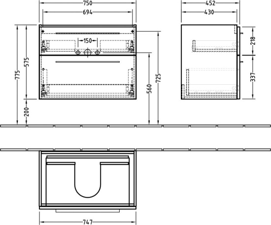 Тумба с раковиной Villeroy & Boch Verity Design 80 см