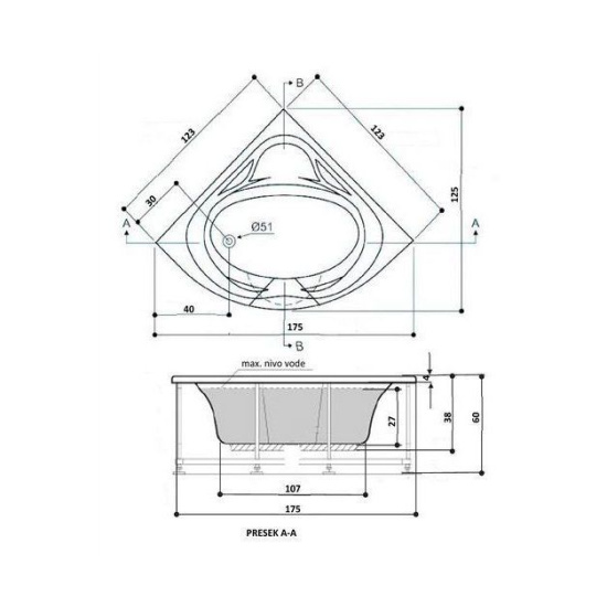Акриловая ванна Polyagram ATHENA 125х125 см
