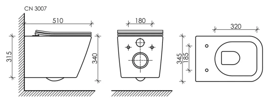 Подвесной унитаз Ceramicanova Metric Rimless CN3007MB