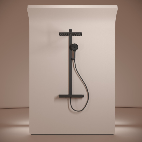 Душевая стойка Sancos Vos SC6100MB термостат, черная матовая