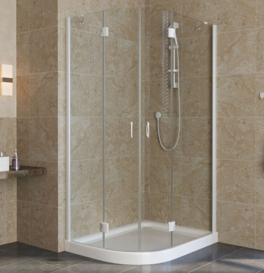 Душевой уголок Vegas Glass AFS-F Lux 100*80 01 01 R профиль белый, стекло прозрачное