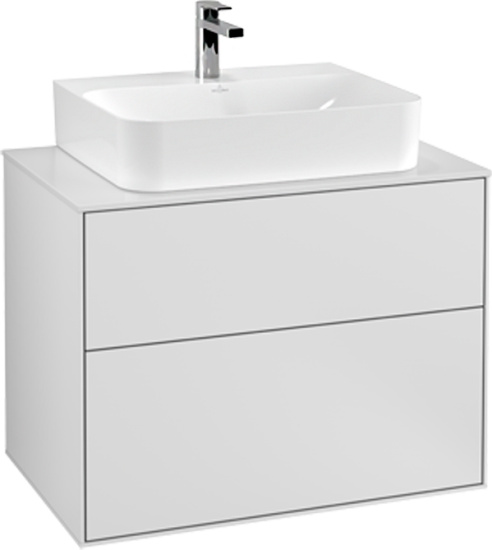 Мебель для ванной Villeroy & Boch Finion 80 white matt lacquer, glass white matt, с настенным освещением