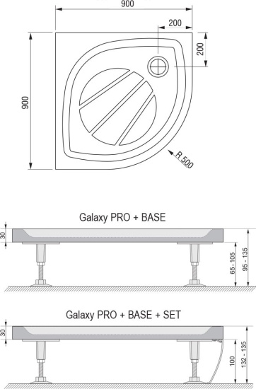 Поддон для душа Ravak Elipso Pro-90