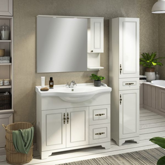 Тумба с раковиной Comforty Севилья 100 напольная, слоновая кость