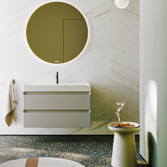 Тумба с раковиной Aqwella 5 stars Geometria 100 подвесная, 2 ящика, серый туман