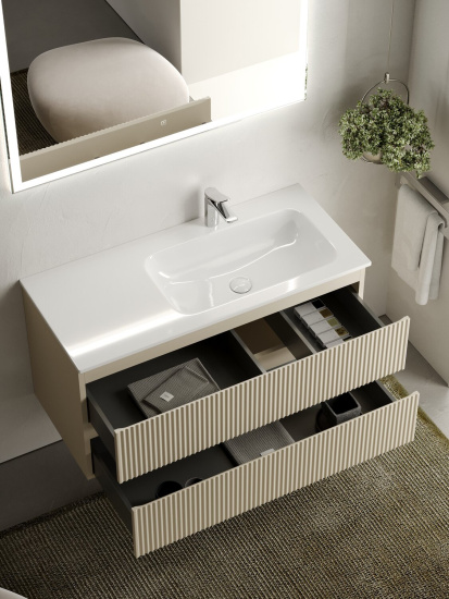 Тумба с раковиной Sancos Snob R 100 Beige Soft правая SNR100RCE, подвесная