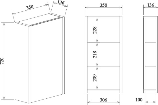 Зеркало-шкаф Sanflor Ларго 40 вяз швейцарский, R