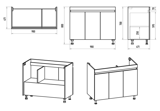 Тумба с раковиной Misty Енисей 100