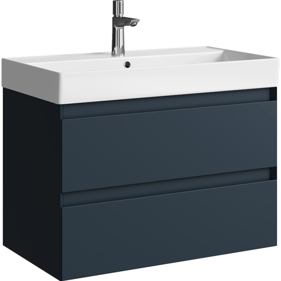 Тумба с раковиной Aqwella 5 stars Geometria 80 подвесная, 2 ящика, серая