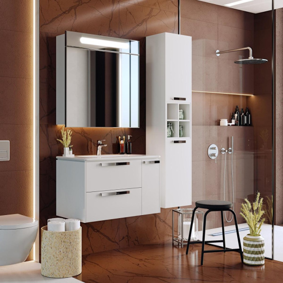 Тумба с раковиной Roca Lago 80 белый глянец