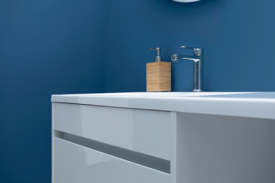 Тумба с раковиной Aquanet Токио 130 L белая подвесная, 1 ящик