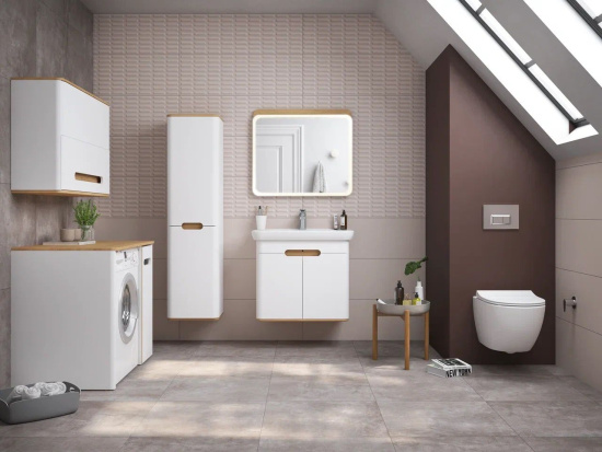 Шкаф-пенал VitrA Sento 40 L с бельевой корзиной, белый матовый