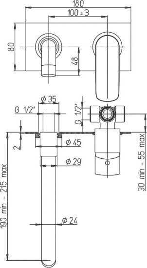 Смеситель для раковины Paini Nove 09CR208P с внутренней частью