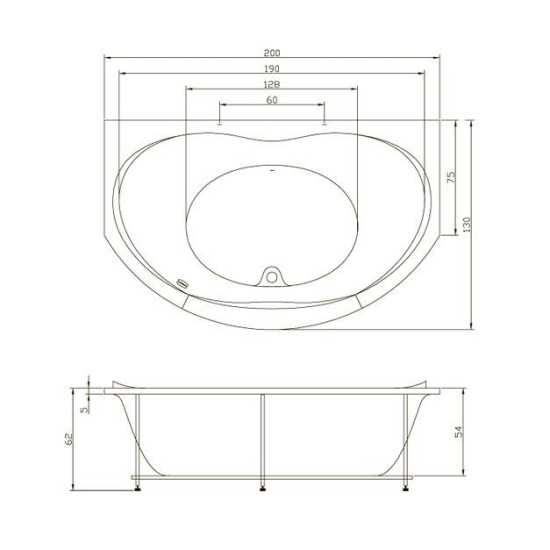 Акриловая ванна Aquatika Акварама 200 см Basic