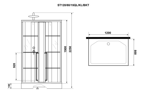 Душевая кабина Niagara Standart ST120/80/15QL/KL/BKT