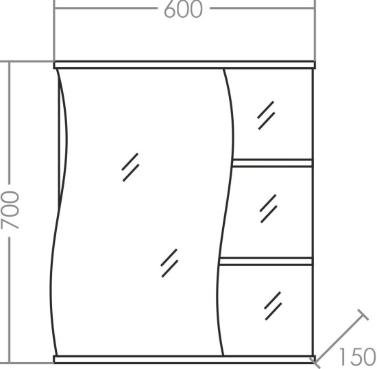 Зеркало-шкаф СанТа Волна 60 L