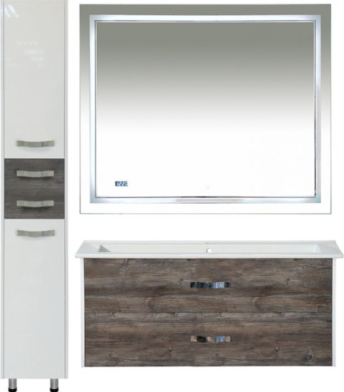 Мебель для ванной Misty Норд 105 подвесная, белая, сосна пасаден