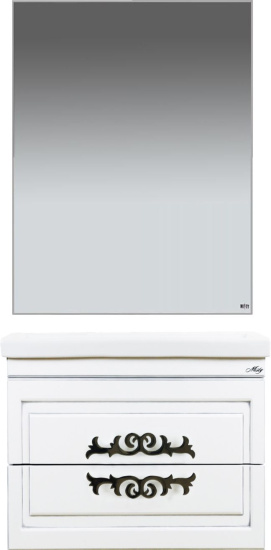 Тумба с раковиной Misty Дели 60 белая, патина серебро