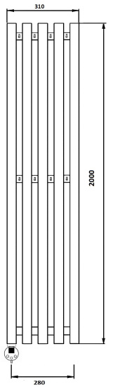 Полотенцесушитель электрический Secado Бергамо 5К 2000/280 L, черный матовый