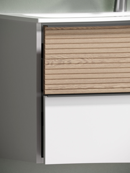 Тумба с раковиной Sancos Delta 100 дуб светлый/белый правая, DL100LW