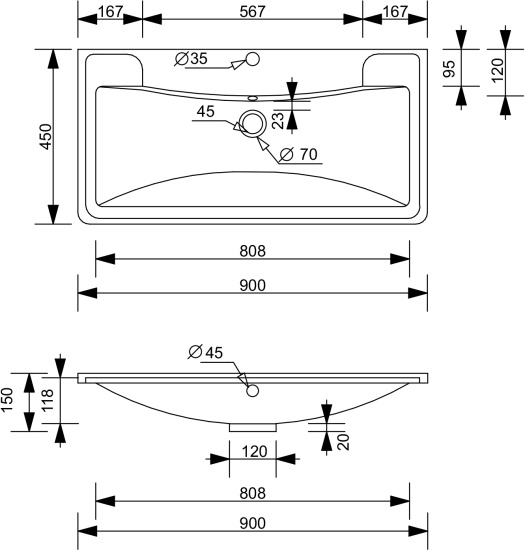 Тумба с раковиной Style Line Атлантика 90 Люкс Plus, подвесная, антискрейч