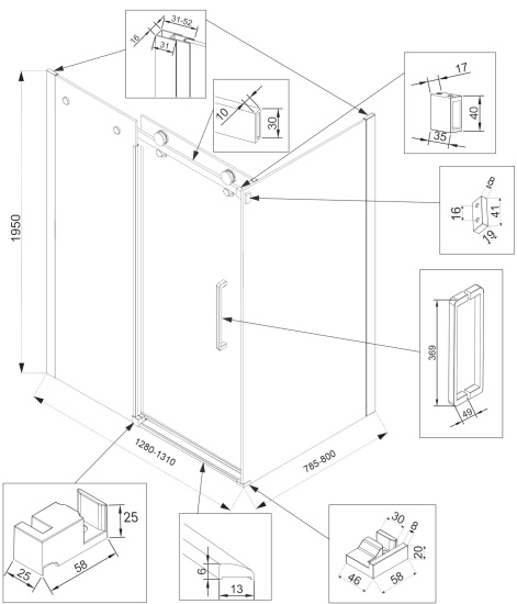 Душевой уголок Veconi Rovigo RV-074B 130x80