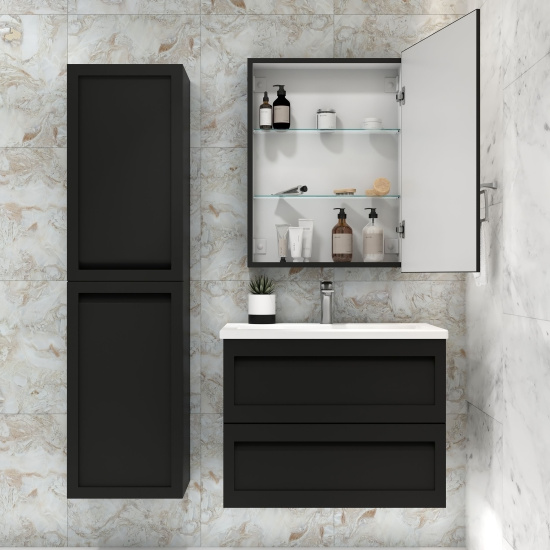 Зеркало-шкаф Art&Max Techno 60 с подсветкой, черное