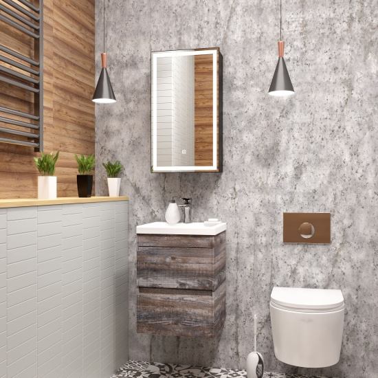 Зеркало-шкаф Art&Max Techno 35 L с подсветкой, черное