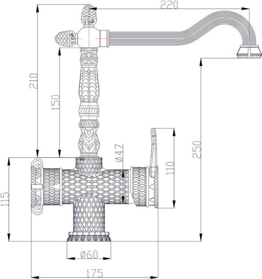 Смеситель для кухни Zorg Antic A 50 KF-BR